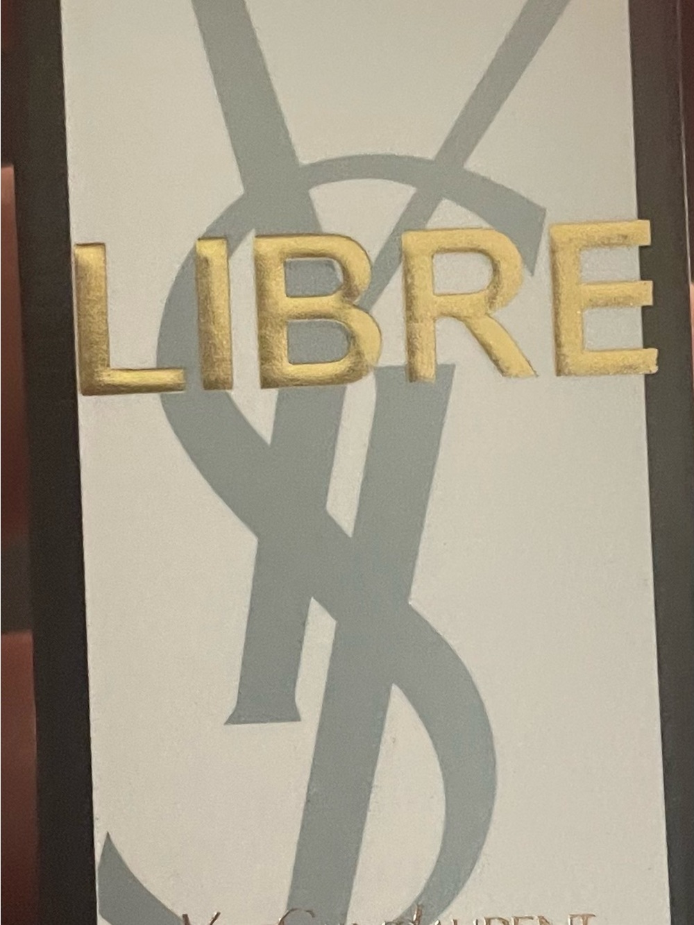Yves Saint Laurent LIBRE Gold Lettering Wall Art on Cream & Gray